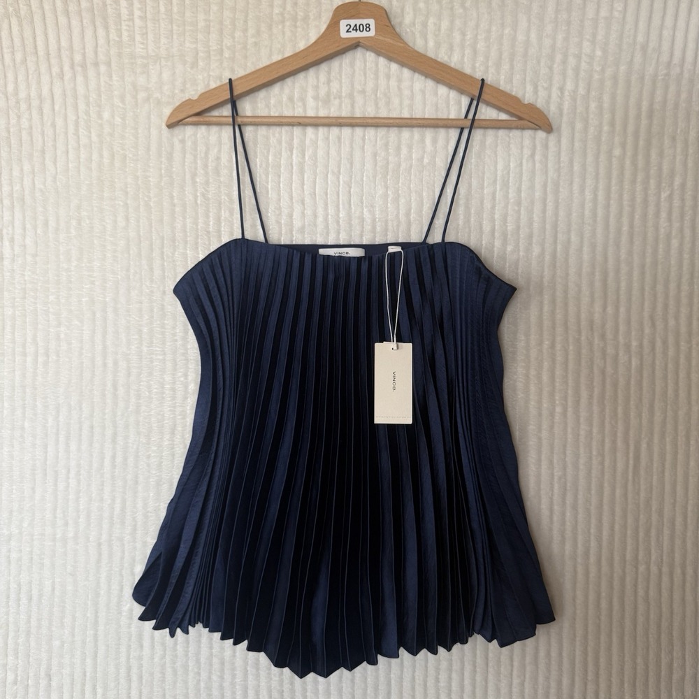 Vince SOLD Pleated Cami Top Navy Spaghetti Straps Sz SOLD